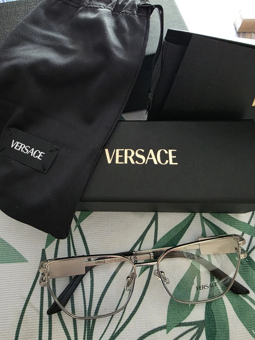 Versace VE1301 1000 Silver Eyeglasses 55-15-140 NWT Italy